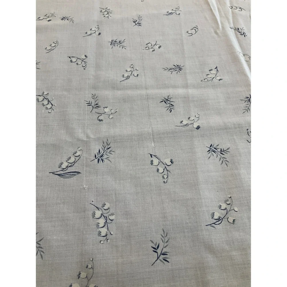 Vintage Rectangle Floral Tablecloth Mid Century Modern Blue Cottagecore Italy